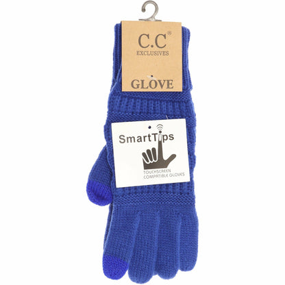 Light Grey Solid Cable Knit CC Gloves: