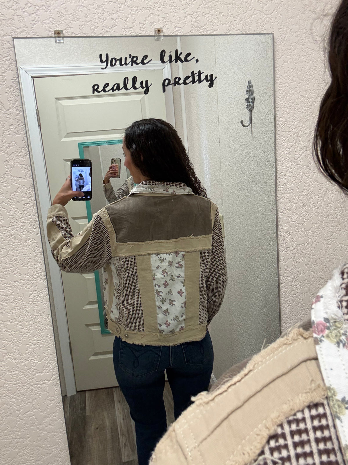 Vintage Patchwork Floral Geometric Neutral Cropped Jacket