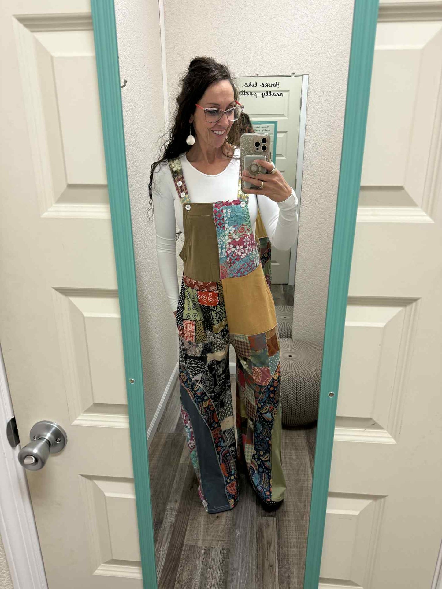 Groovy Boho Floral Patchwork Overalls