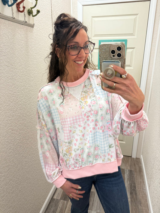 Blushing in Pink Patchwork Top