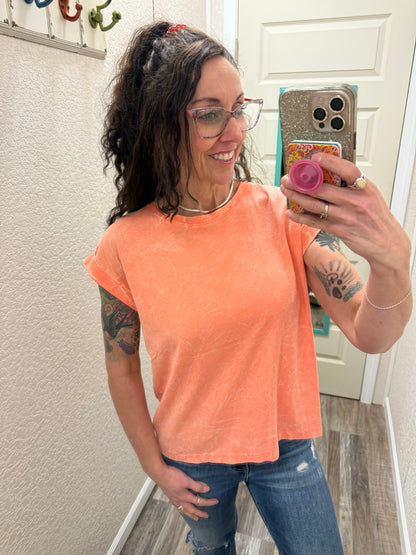 Harper Acid Wash Cuffed Tee