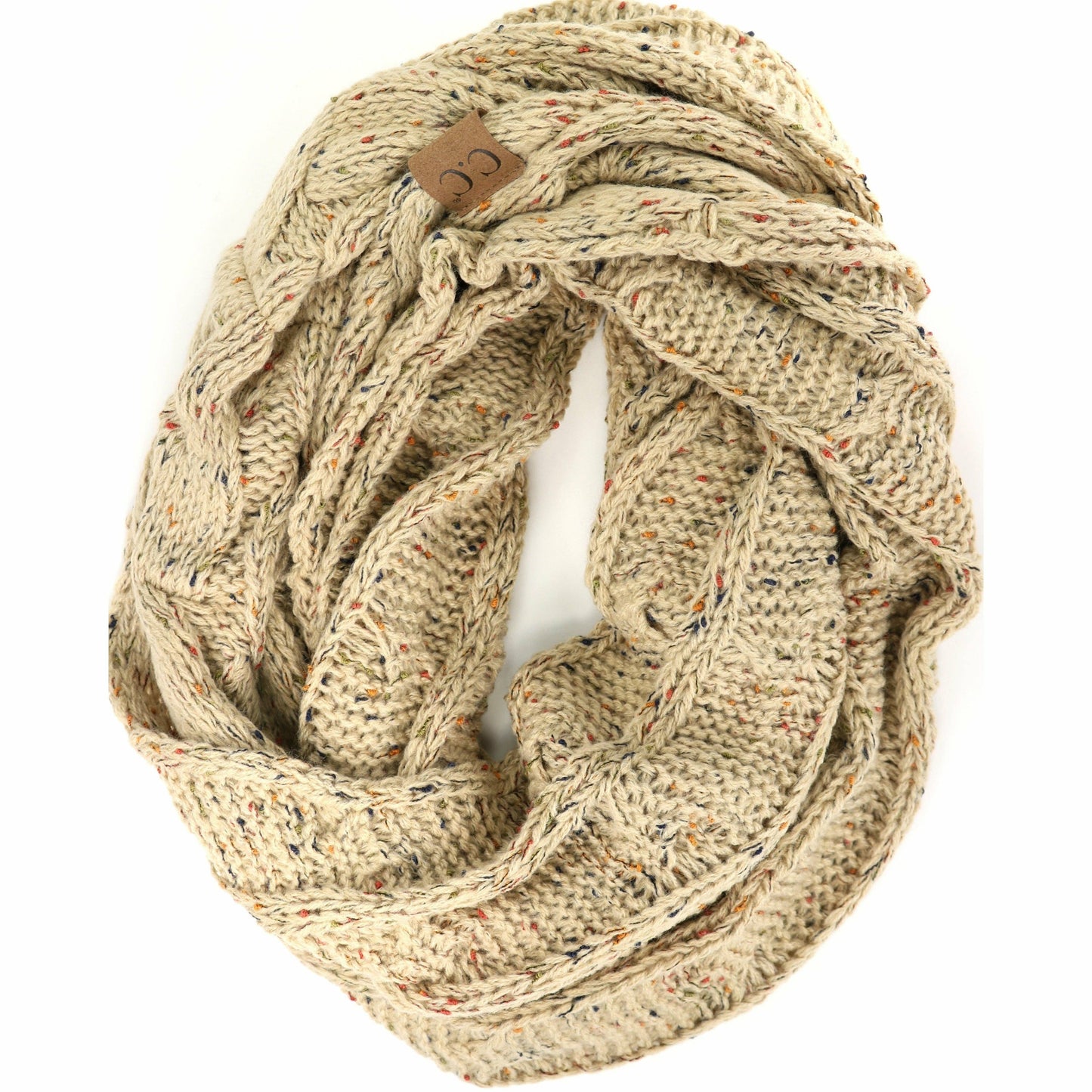 Oatmeal Flecked CC Infinity Scarf: