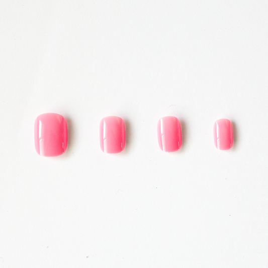 Playful Pink | Short Bright Pink At Home Press-On False Nail