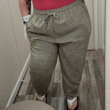 Truly Tulip Linen Tulip Hem crop length pants