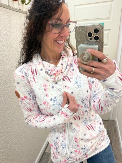Wildflower Garden Soft Funnel Neck Pullover By Michelle Mae