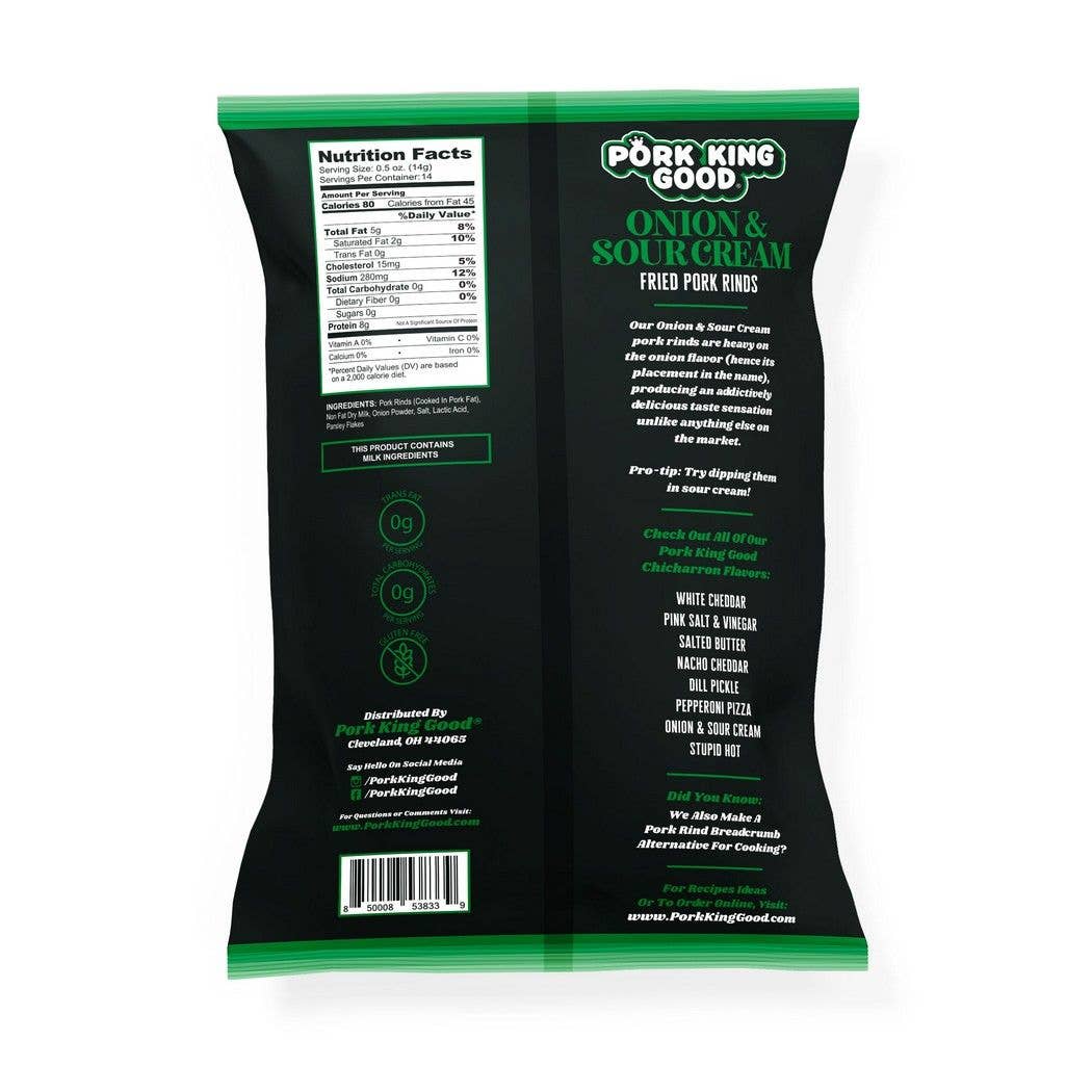 Onion & Sour Cream Pork Rinds 7oz Bag