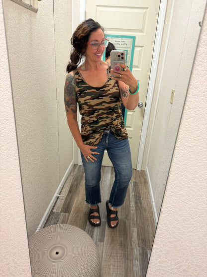 Nadia Camo Striped Tank Top