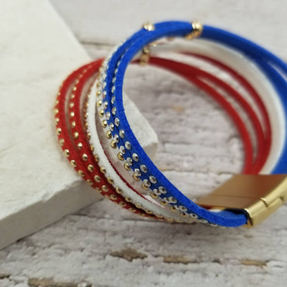 4th of July Patriotic Leather Magnetic Bracelet