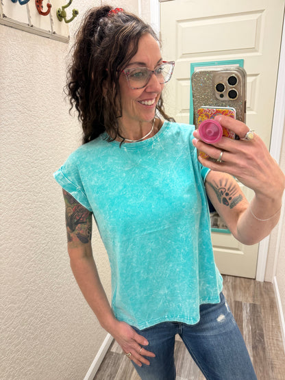 Harper Acid Wash Cuffed Tee