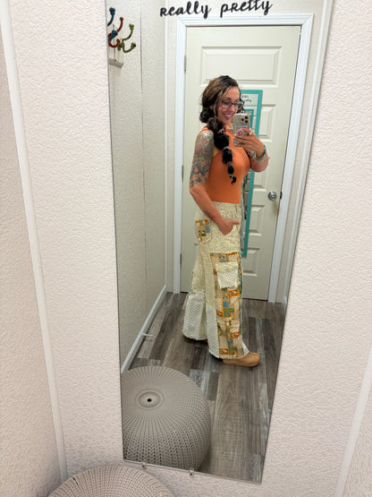 StarFlower Patchwork Wide Leg Pants