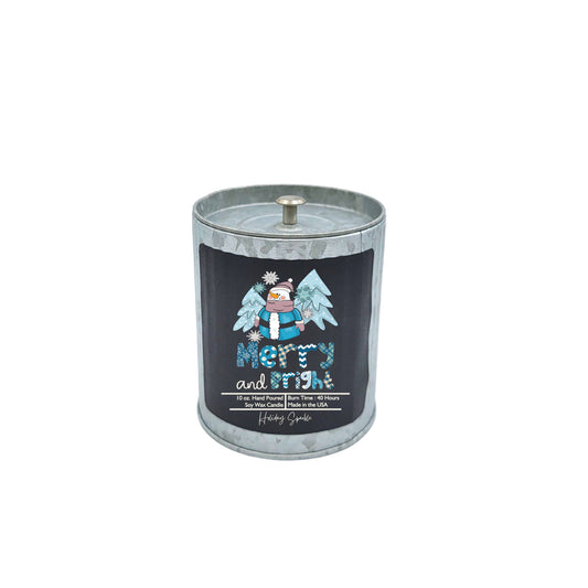 Winter Berry - Merry & Bright Soy Wax Candle - Rustic Tin Holiday Candles