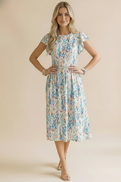 Lucia Ruffle Sleeve Dress