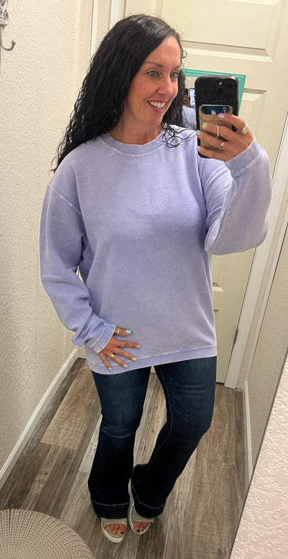 Periwinkle Luxe Corded Crew