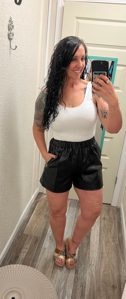 Blakely - vegan leather shorts