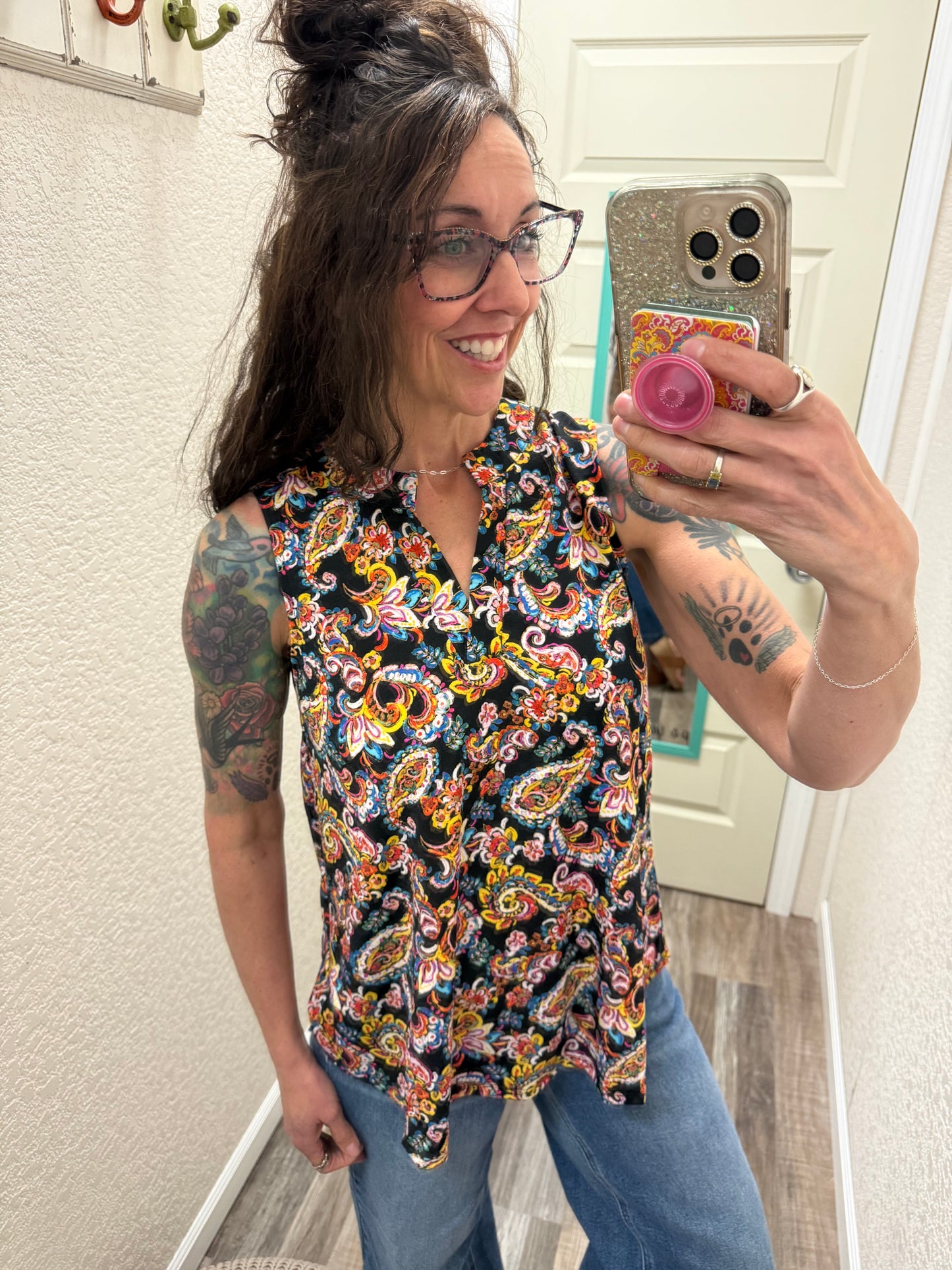 Lizzy Black Paisley Tank