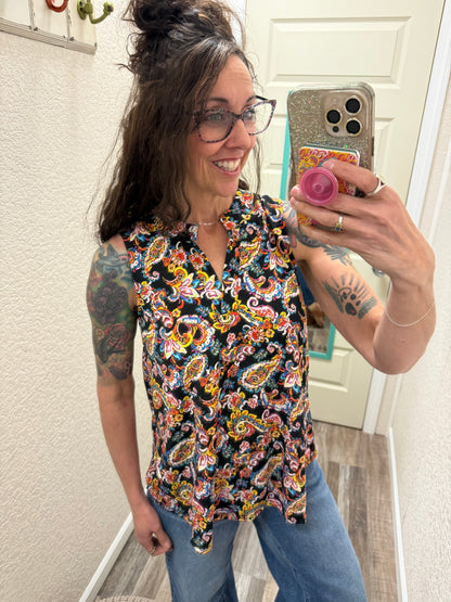 Lizzy Black Paisley Tank