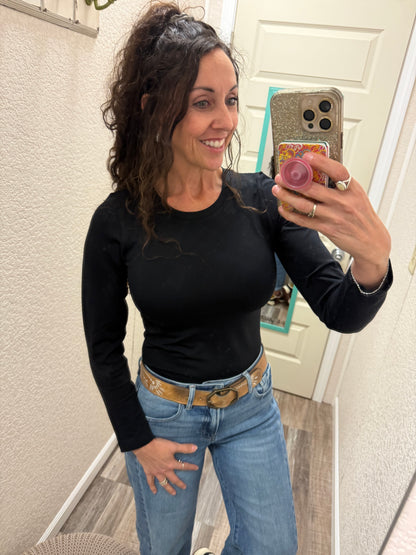 Plus Size Second Skin Seamless Round Neck Long Sleeve Top