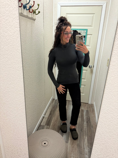 Trust Me Mock Neck Long Sleeve Top - One Size