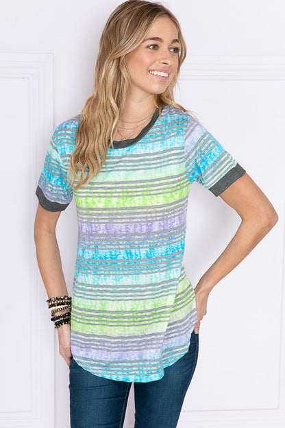 Summer Stripes Short Sleeve Top