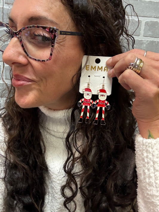 Red Long Legs Santa Claus Earrings