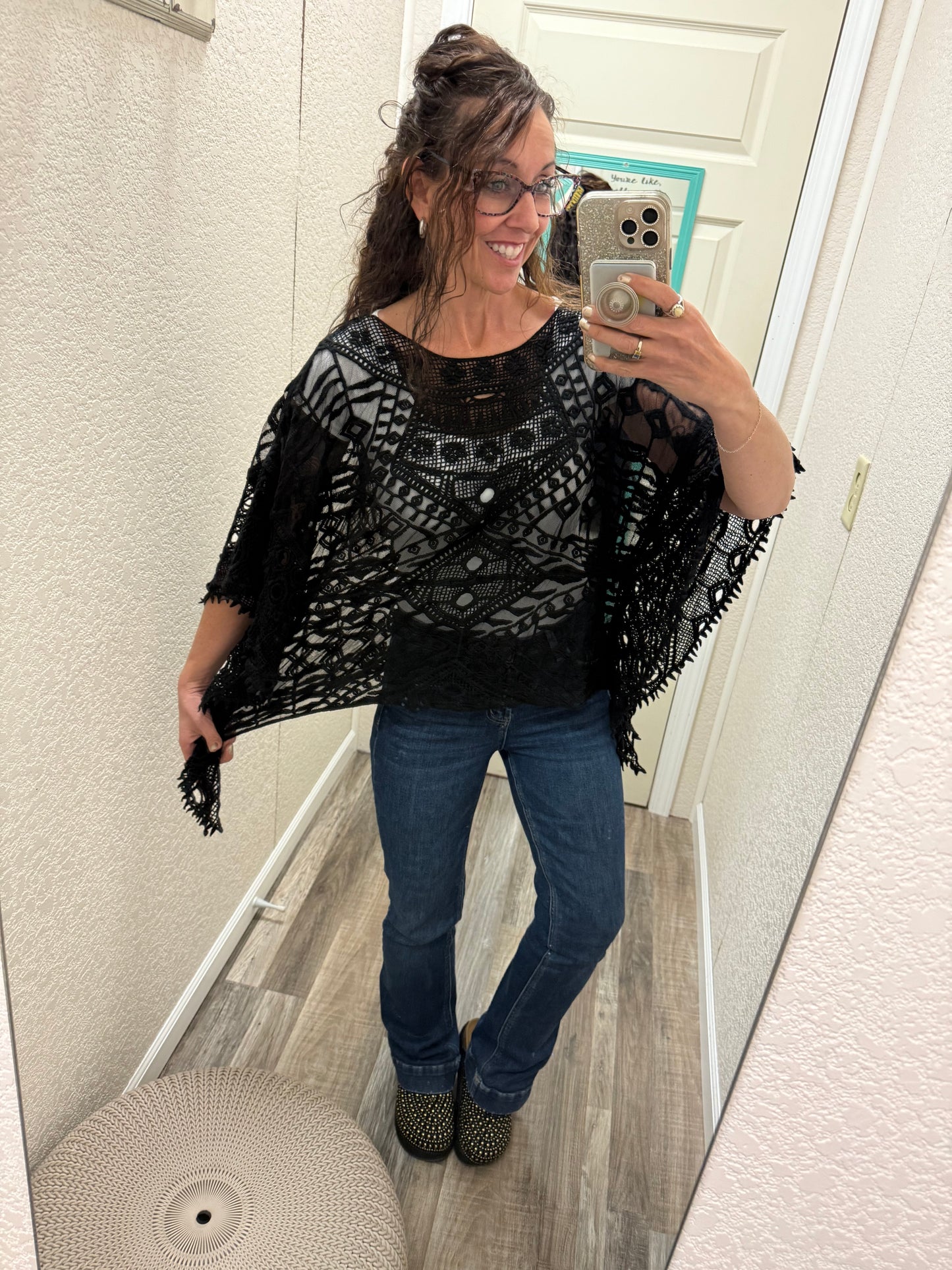 Black Anastasia One Size Crochet Overlay