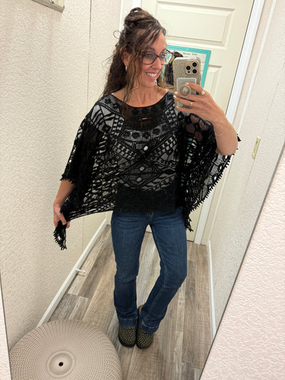 Black Anastasia One Size Crochet Overlay