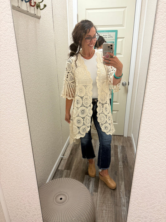 Ivory Olivia Crochet Kimono