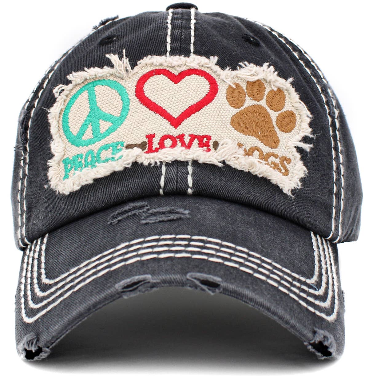Peace Love Dogs Vintage Ballcap
