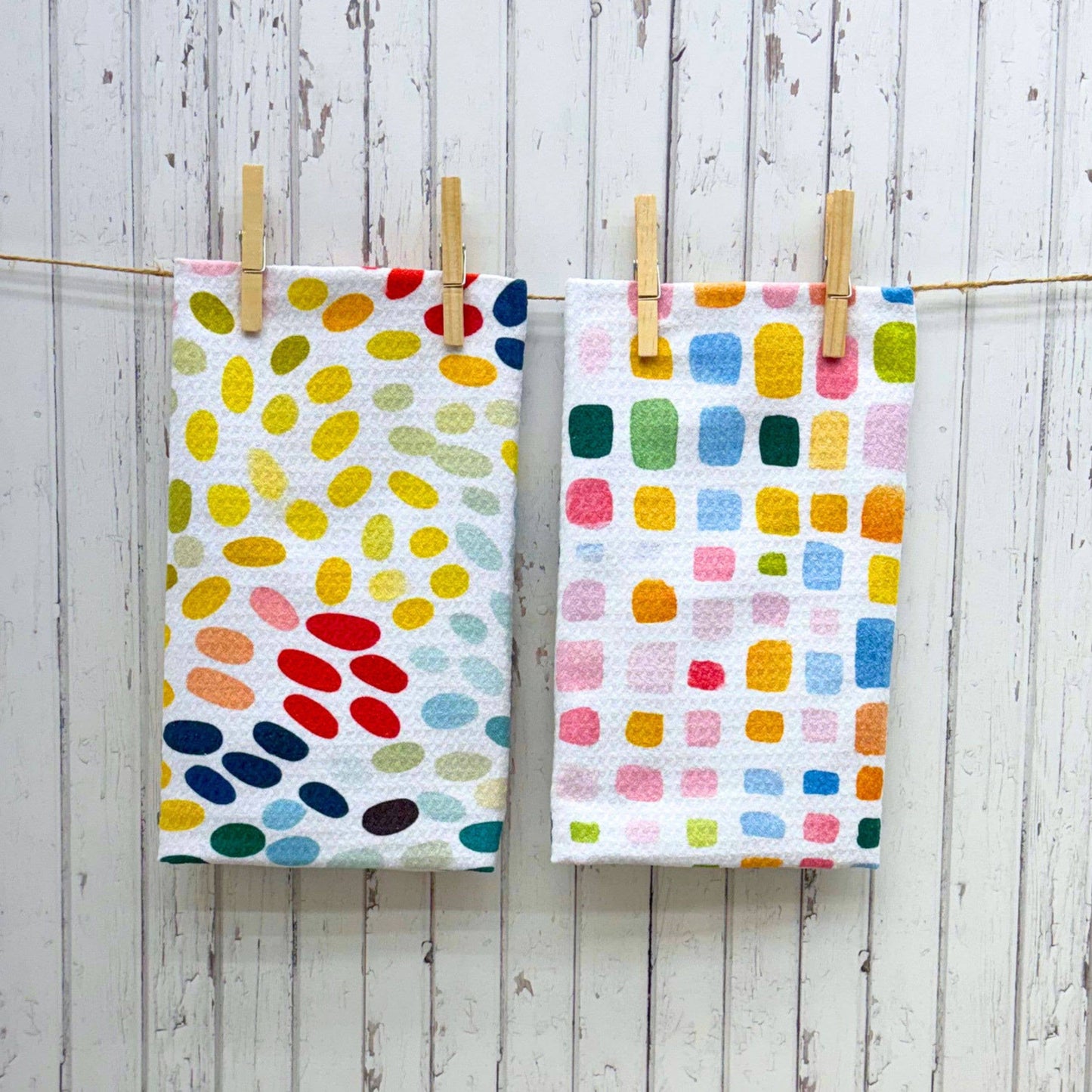 Abstract Color Rain Waffle Kitchen Tea Towels