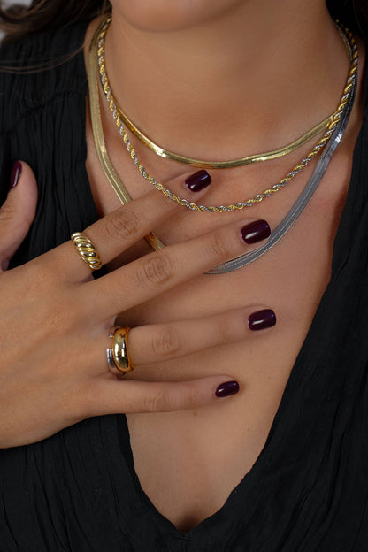 Skinny Herringbone Chain: Gold