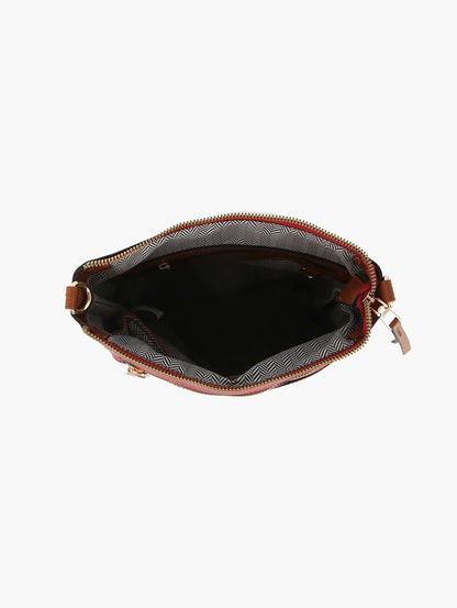 Red Classic Front Pocket Crossbody Sling: Red