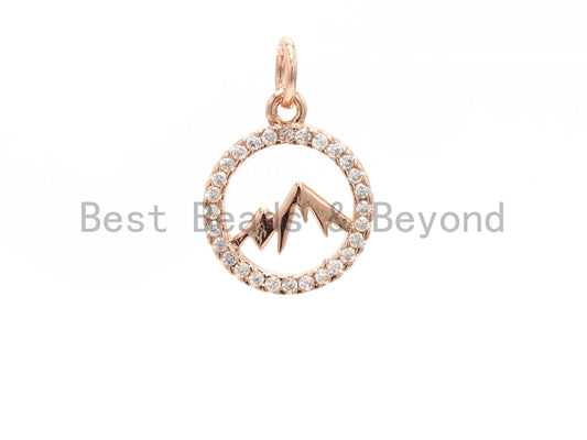 Rose Gold Mountain Round Charm Pendant
