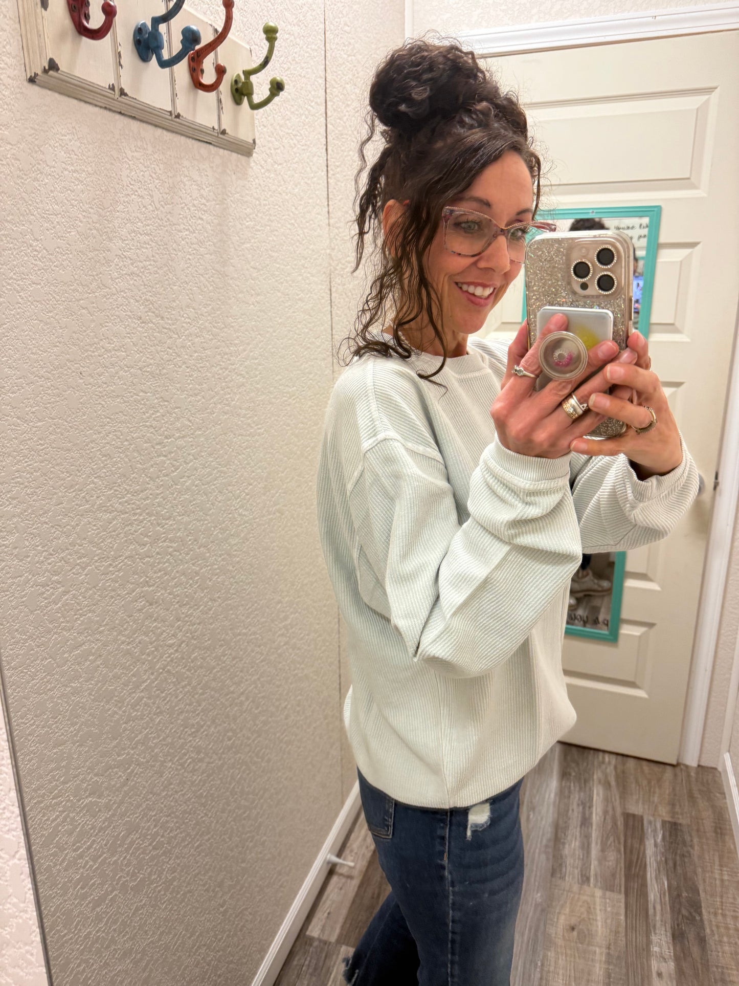 Silver Luxe Corded Crew