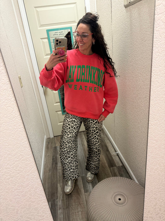 Coral Day Drinking Weather Sweatshirt