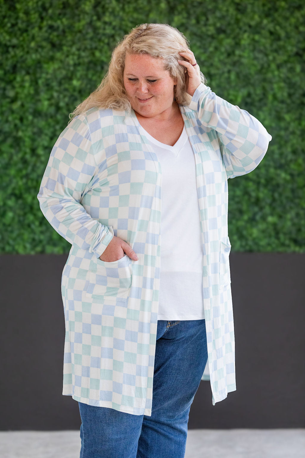 IN STOCK Classic Cardigan - Blue and Mint Checker MM EXCLUSIVE