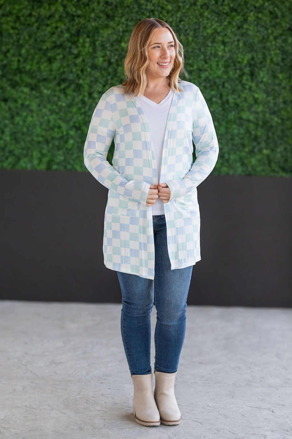 IN STOCK Classic Cardigan - Blue and Mint Checker MM EXCLUSIVE