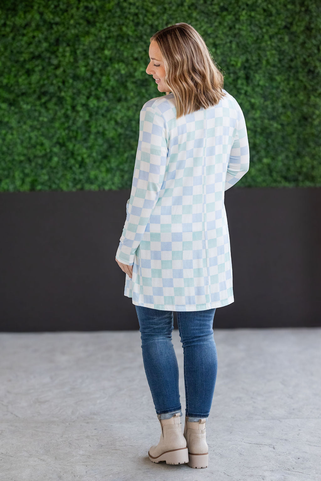 IN STOCK Classic Cardigan - Blue and Mint Checker MM EXCLUSIVE