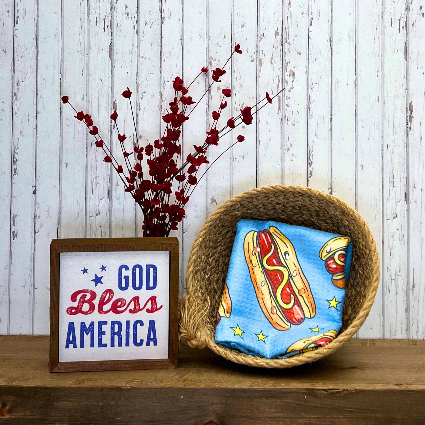 Hot Dog Summer Cookout 4th of July Tea Towel - Home Decor