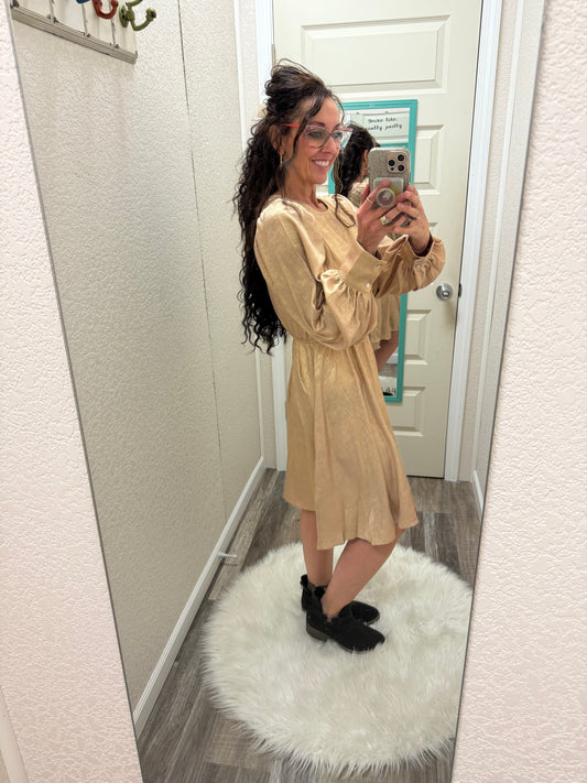 Evening Star Metallic Foil Dress