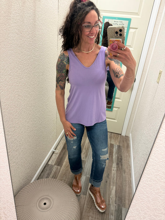 Lavender Vera V Neck Tank - Michelle Mae