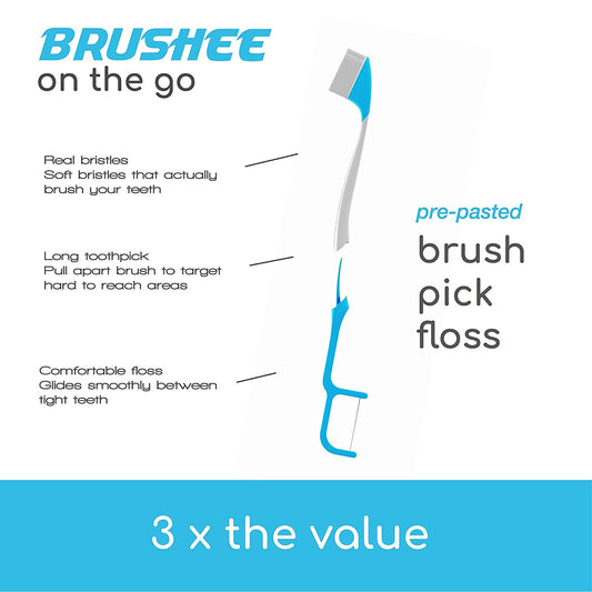 Brushee Disposable On-The-Go Mini-Toothbrush: 24 Pack
