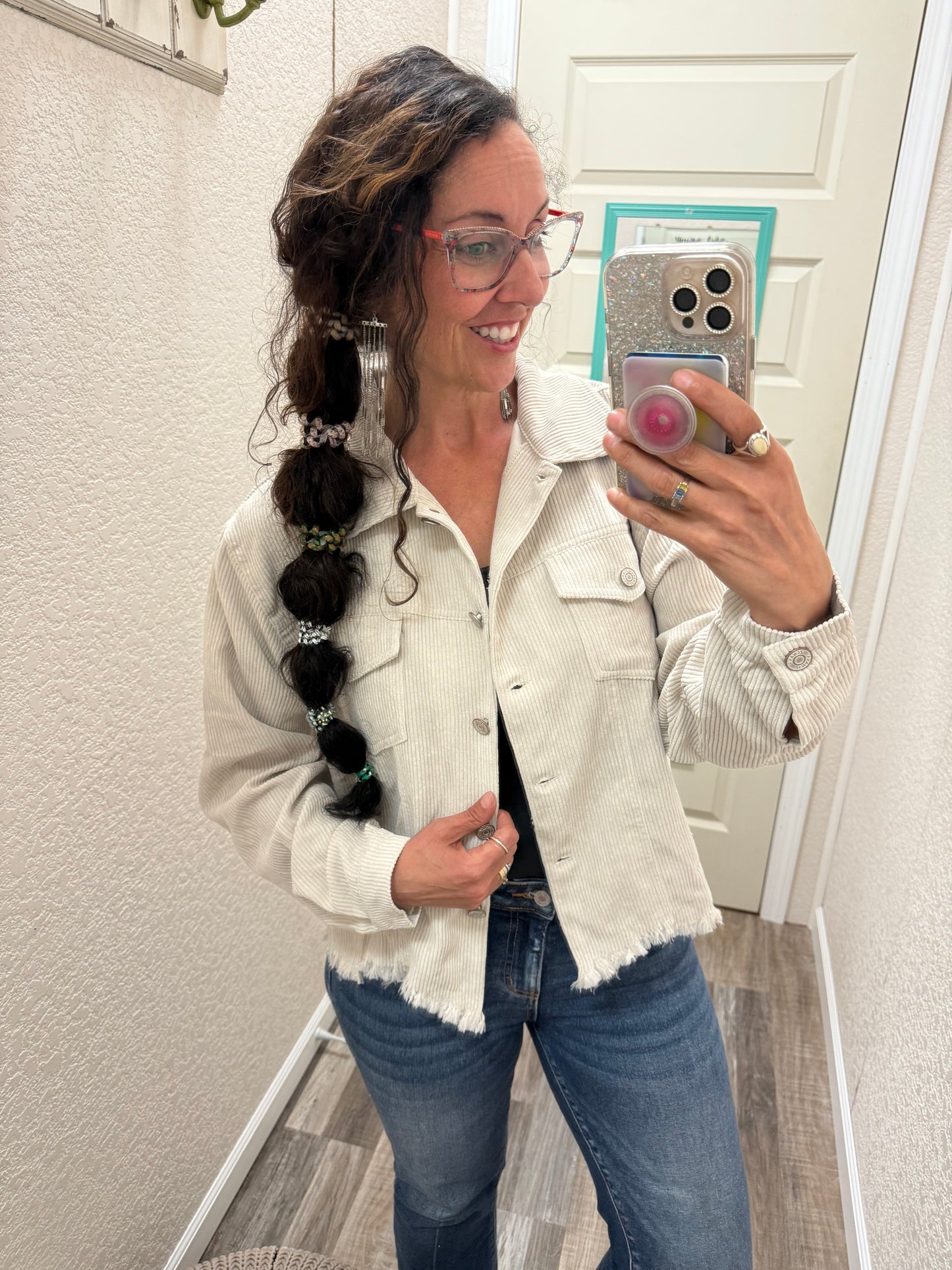 Britt Distressed Corduroy Cropped Jacket