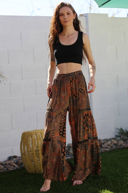 Bermuda WIDE LEG PANTS WITH LACE INSERTS