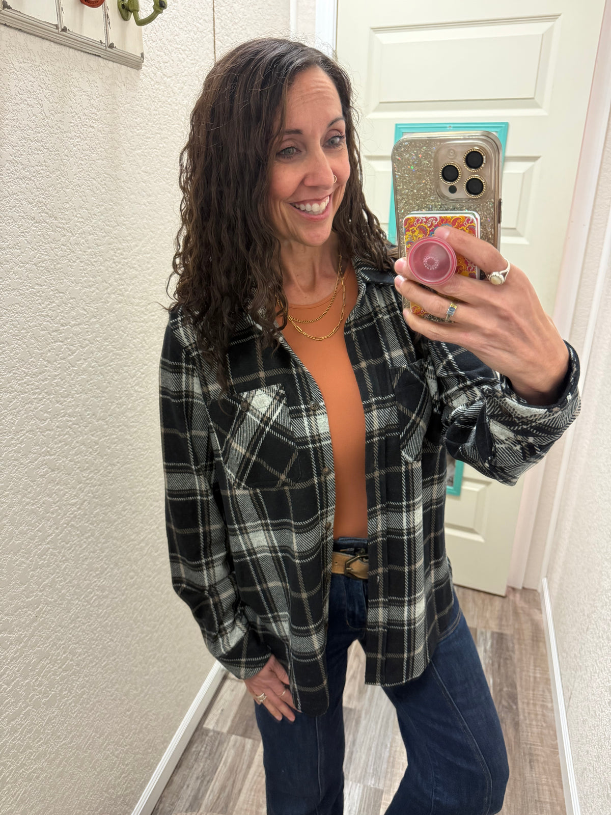 Black Plaid Button Up Flannel