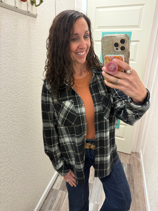 Black Plaid Button Up Flannel