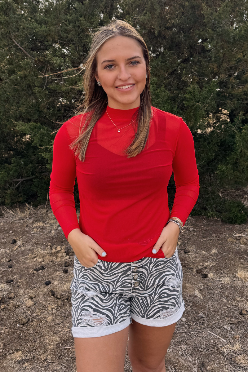 Meshed Out Red Top