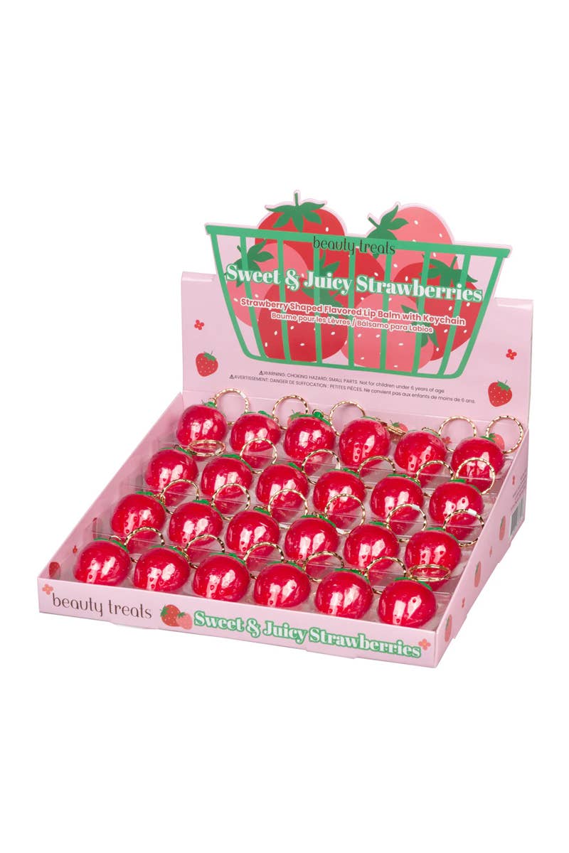 Sweet & Juicy Strawberry Lip Balm Keychain