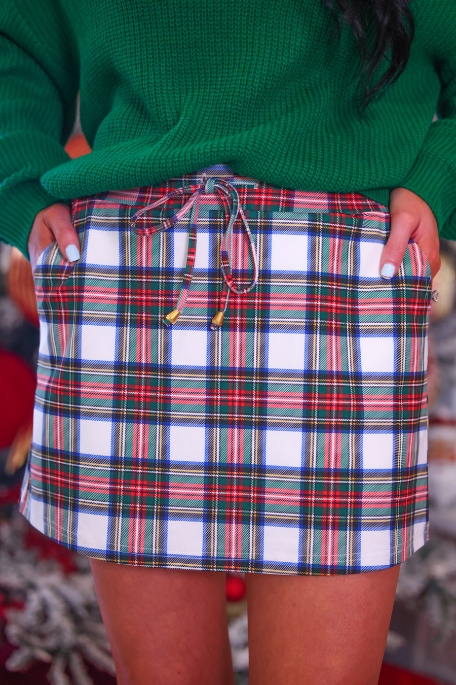 PREORDER- White Christmas Plaid Skort