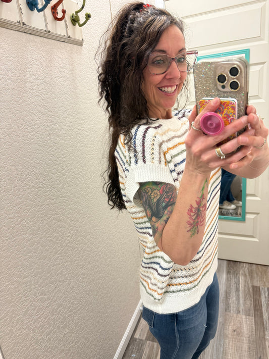 Hazel Crochet Striped Sweater