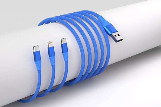 3-in-1 Blue Cable For IPhone/Ipad & Android Devices